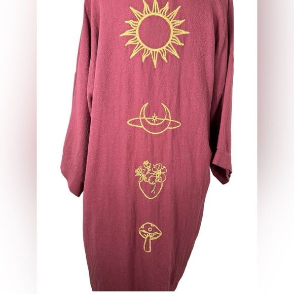 Nana Mintsita Deep Pink & Gold Mother Love Celestial Handmade Long Kimono Duster - Picture 6 of 9